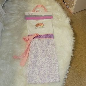 Spring & Main hostess apron embroidery bunny rabbit flower pink Lilac plaid …New